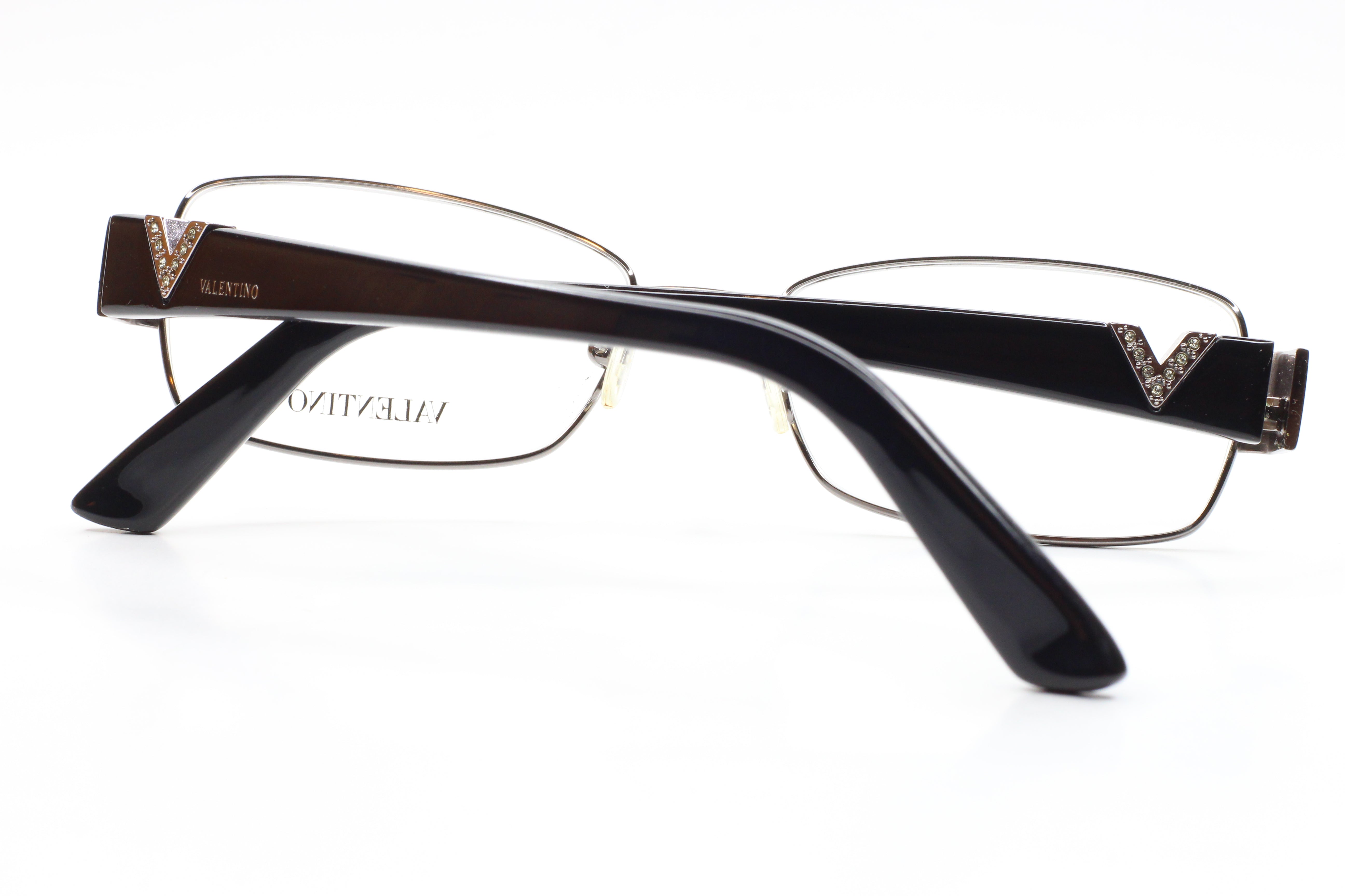 Valentino V2102R 060 Silver Glossy Black Italy Luxury Eyeglasses
