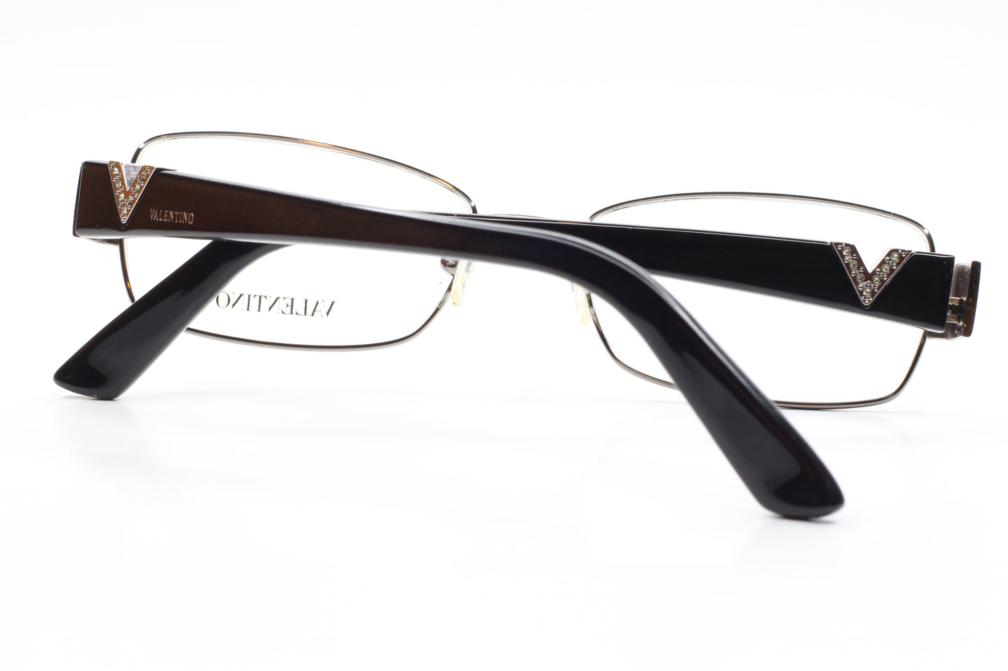 Valentino V2102R 060 Silver Glossy Black Italy Luxury Eyeglasses Optical Frames ABC Optical Eyeglasses