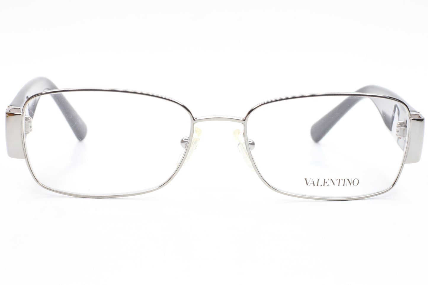 Valentino V2104R 033 Silver Glossy Black Rhinestone Italy Eyeglasses 53-16-130 Black Metal Optical Frames ABC Optical Eyeglasses