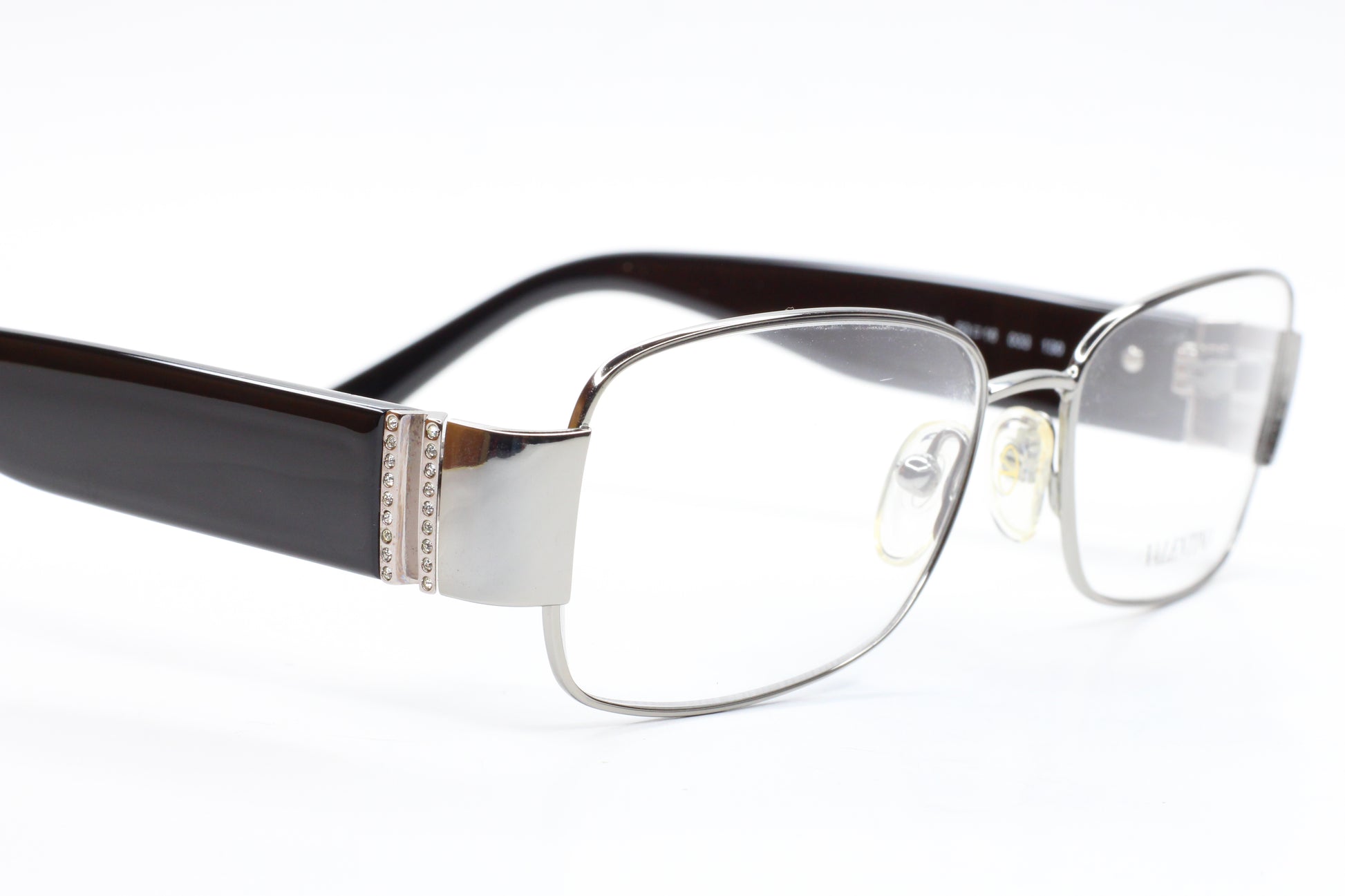 Valentino V2104R 033 Silver Glossy Black Rhinestone Italy Eyeglasses Optical Frames ABC Optical Eyeglasses