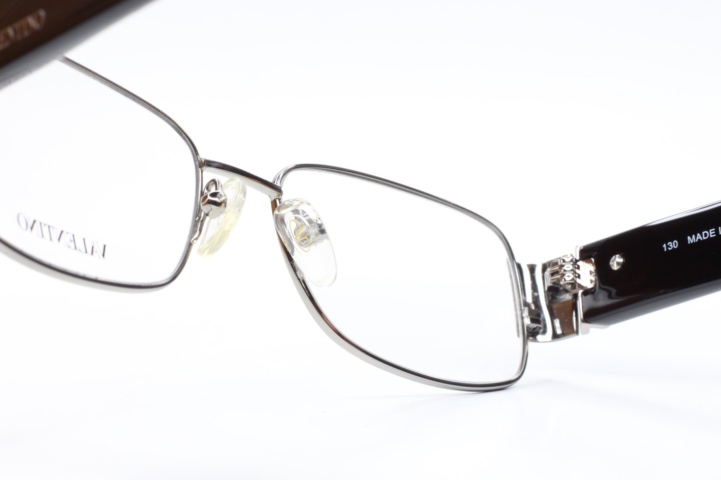 Valentino V2104R 033 Silver Glossy Black Rhinestone Italy Eyeglasses Optical Frames ABC Optical Eyeglasses