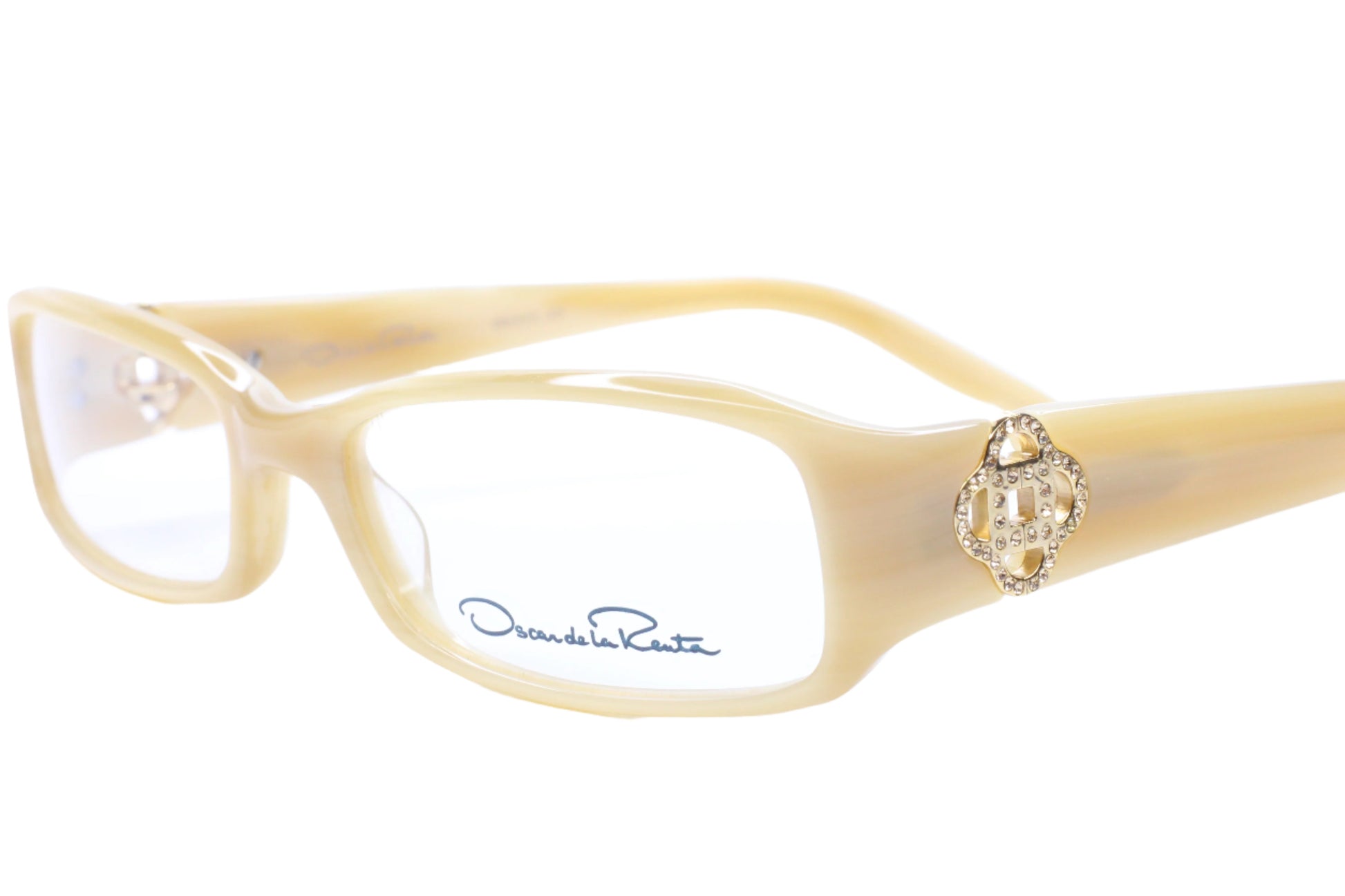 Oscar De La Renta ODLR371 275 Cream Horn Acetate Sparkly Temples Eyeglasses Optical Frames ABC Optical Eyeglasses