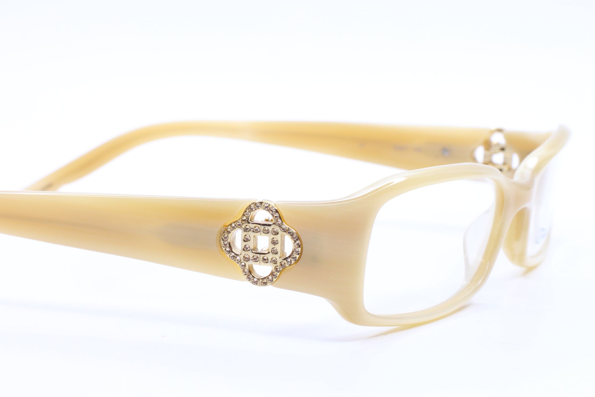 Oscar De La Renta ODLR371 275 Cream Horn Acetate Sparkly Temples Eyeglasses Optical Frames ABC Optical Eyeglasses