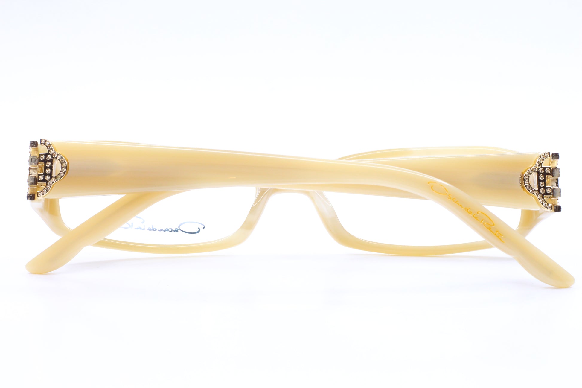 Oscar De La Renta ODLR371 275 Cream Horn Acetate Sparkly Temples Eyeglasses Optical Frames ABC Optical Eyeglasses