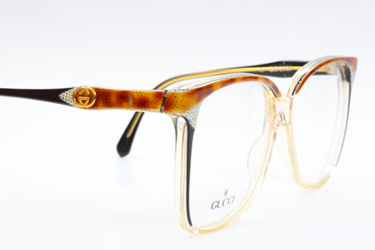 Gucci GG2106 46B Snake Skin Crystal Clear Black Gold Vintage Eyeglasses Optical Frames ABC Optical Eyeglasses