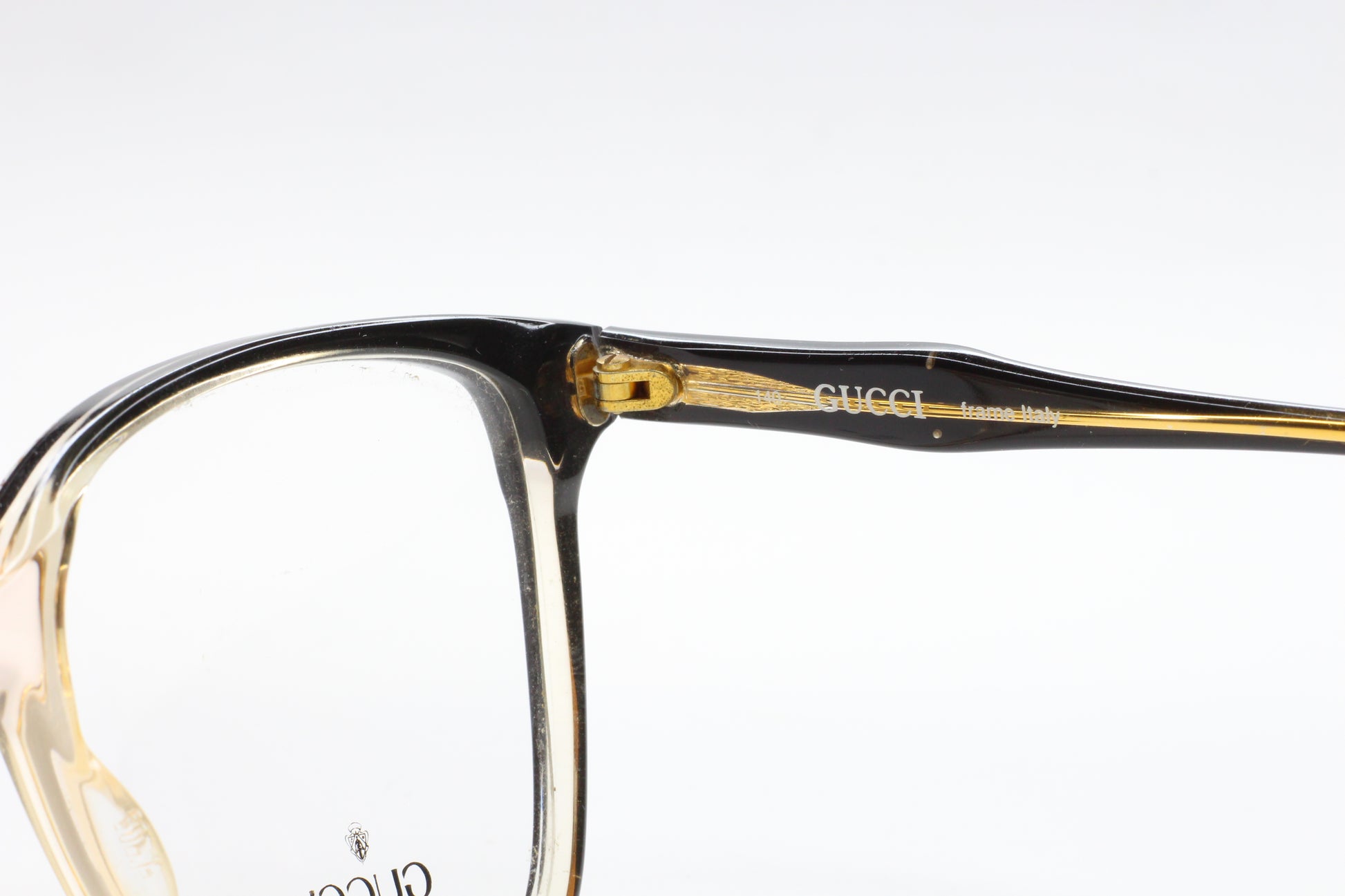 Gucci GG2106 46B Snake Skin Crystal Clear Black Gold Vintage Eyeglasses Optical Frames ABC Optical Eyeglasses