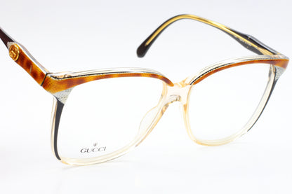 Gucci GG2106 46B Snake Skin Crystal Clear Black Gold Vintage Eyeglasses Optical Frames ABC Optical Eyeglasses