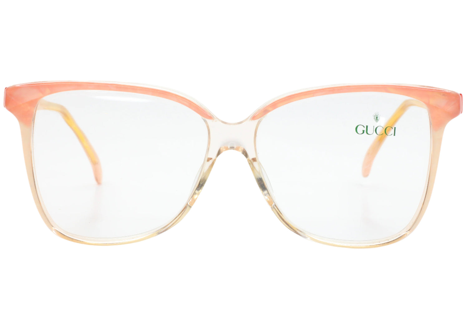 Gucci GG2106 44B Light Pink Crystal Clear White Gold 1993 Vintage Eyeglasses -Wo 60-15-140 Light Pink Acetate Optical Frames ABC Optical Eyeglasses