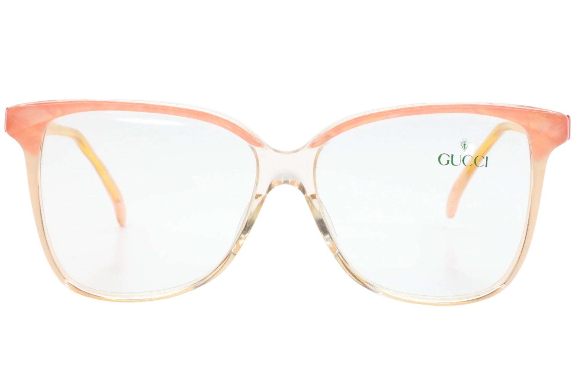 Gucci GG2106 44B Light Pink Crystal Clear White Gold 1993 Vintage Eyeglasses 60-15-140 Light Pink Acetate Optical Frames ABC Optical Eyeglasses