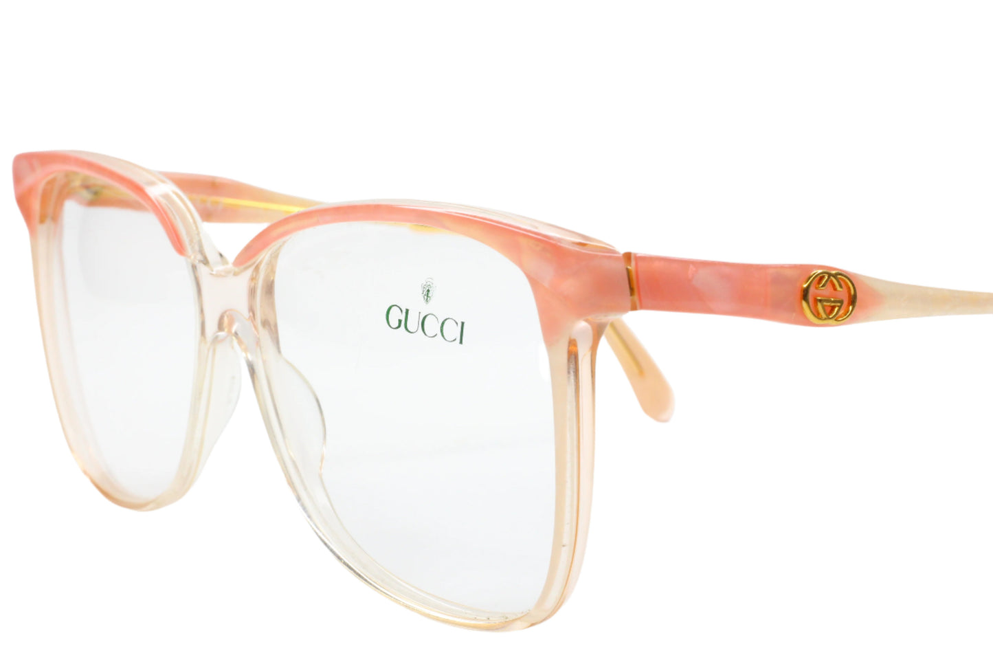 Gucci GG2106 44B Light Pink Crystal Clear White Gold 1993 Vintage Eyeglasses Optical Frames ABC Optical Eyeglasses