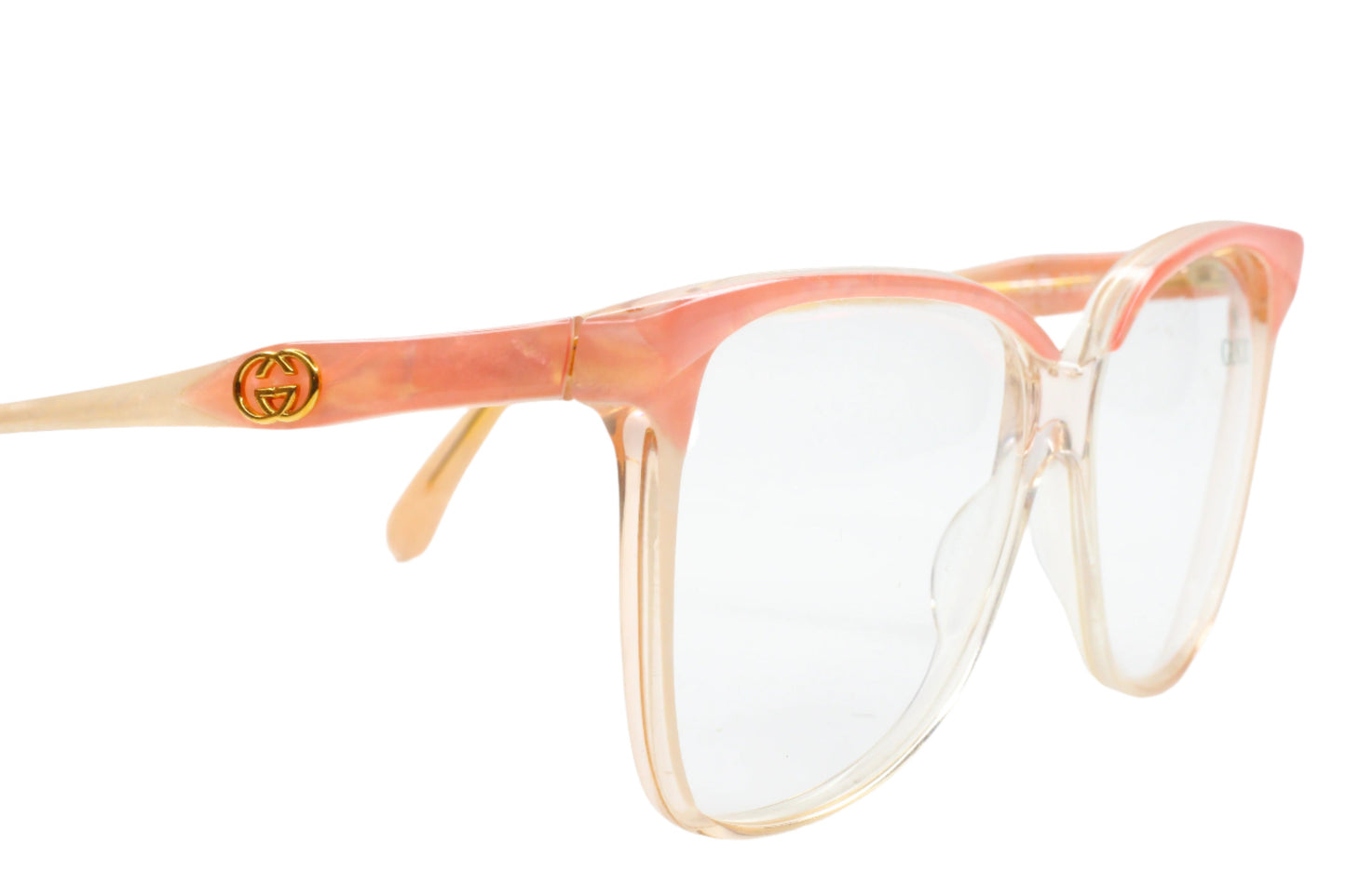 Gucci GG2106 44B Light Pink Crystal Clear White Gold 1993 Vintage Eyeglasses Optical Frames ABC Optical Eyeglasses