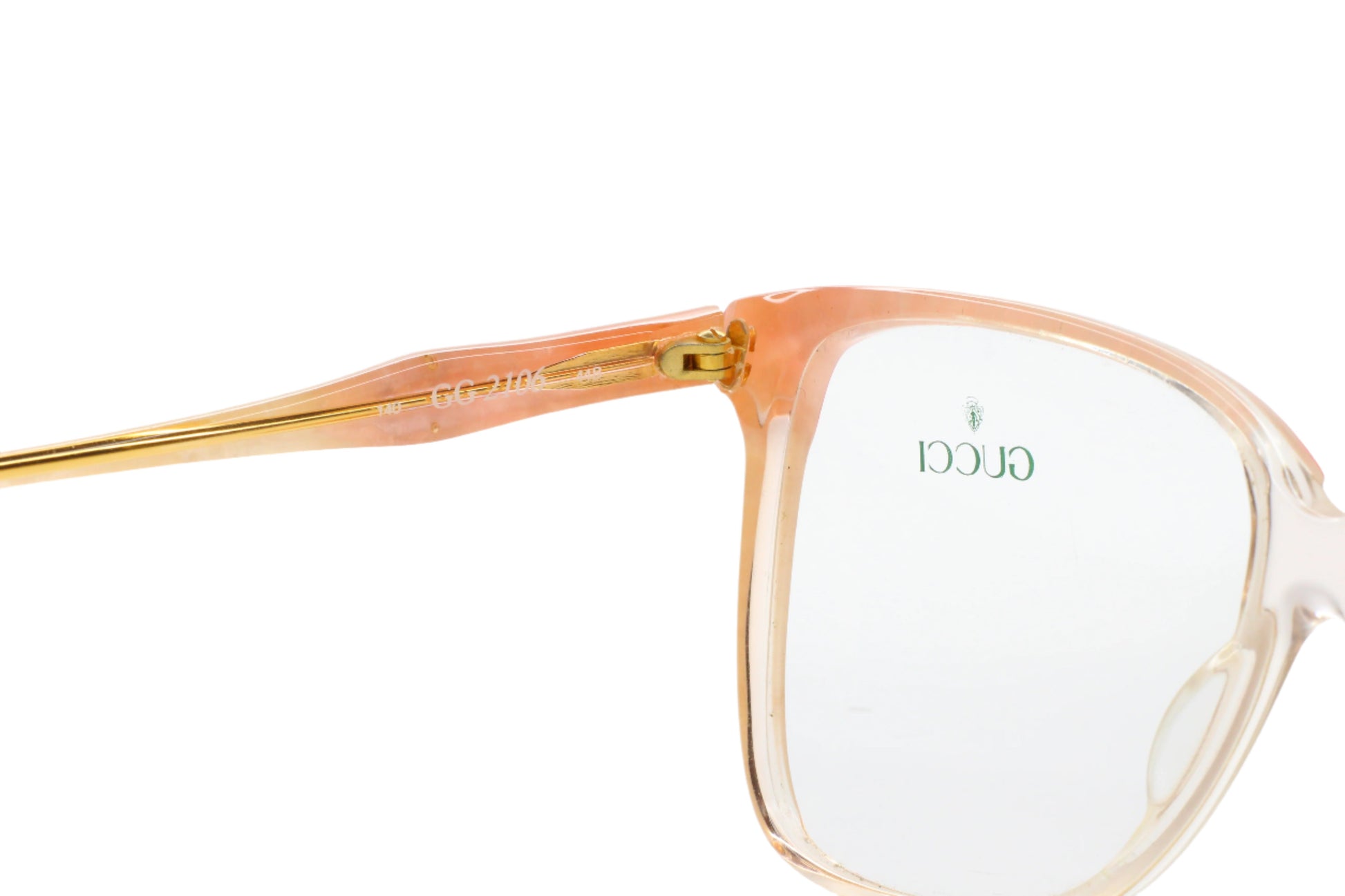 Gucci GG2106 44B Light Pink Crystal Clear White Gold 1993 Vintage Eyeglasses Optical Frames ABC Optical Eyeglasses