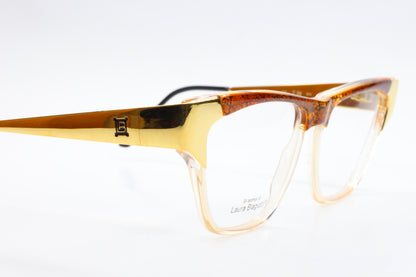 Laura Biagiotti V94 45V Gold Havana Brown Vintage Italian Eyeglasses Optical Frames ABC Optical Eyeglasses