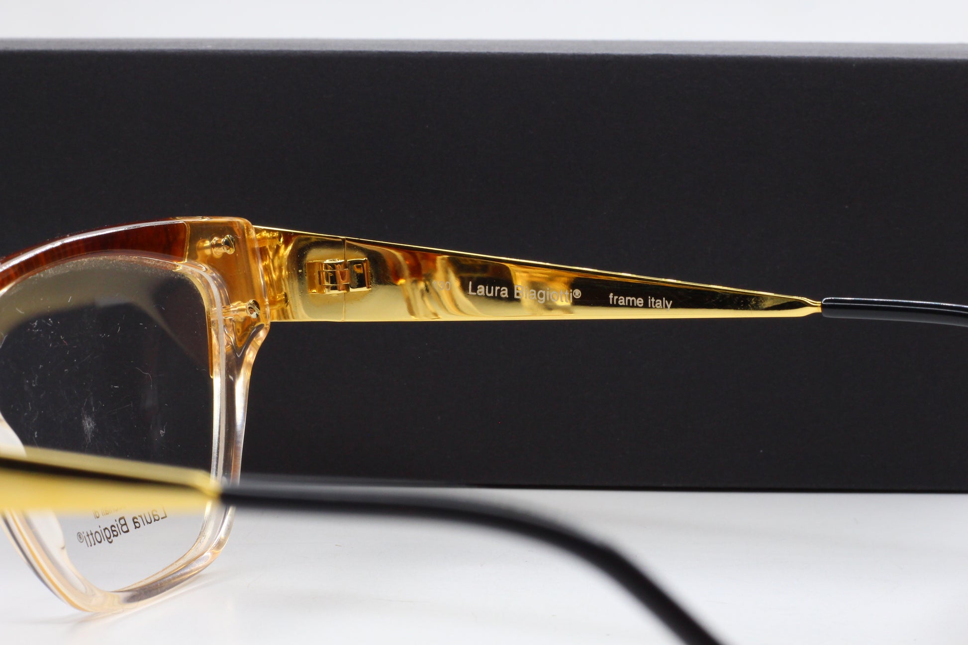 Laura Biagiotti V94 45V Gold Havana Brown Vintage Italian Eyeglasses Optical Frames ABC Optical Eyeglasses