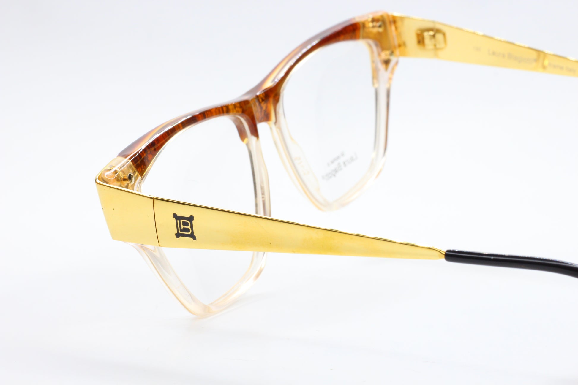 Laura Biagiotti V94 45V Gold Havana Brown Vintage Italian Eyeglasses Optical Frames ABC Optical Eyeglasses