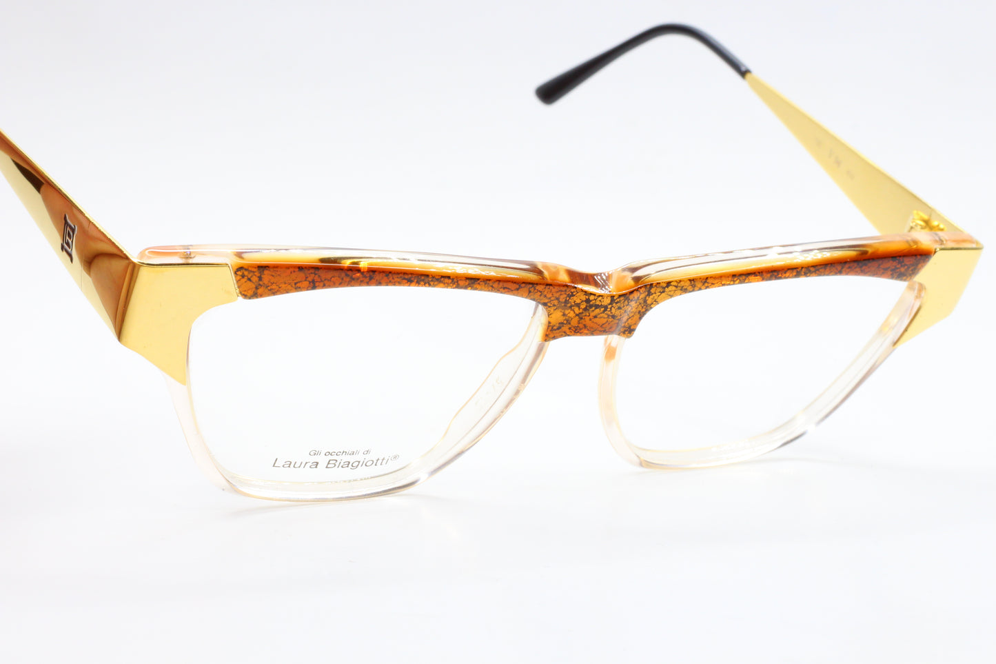 Laura Biagiotti V94 45V Gold Havana Brown Vintage Italian Eyeglasses Optical Frames ABC Optical Eyeglasses