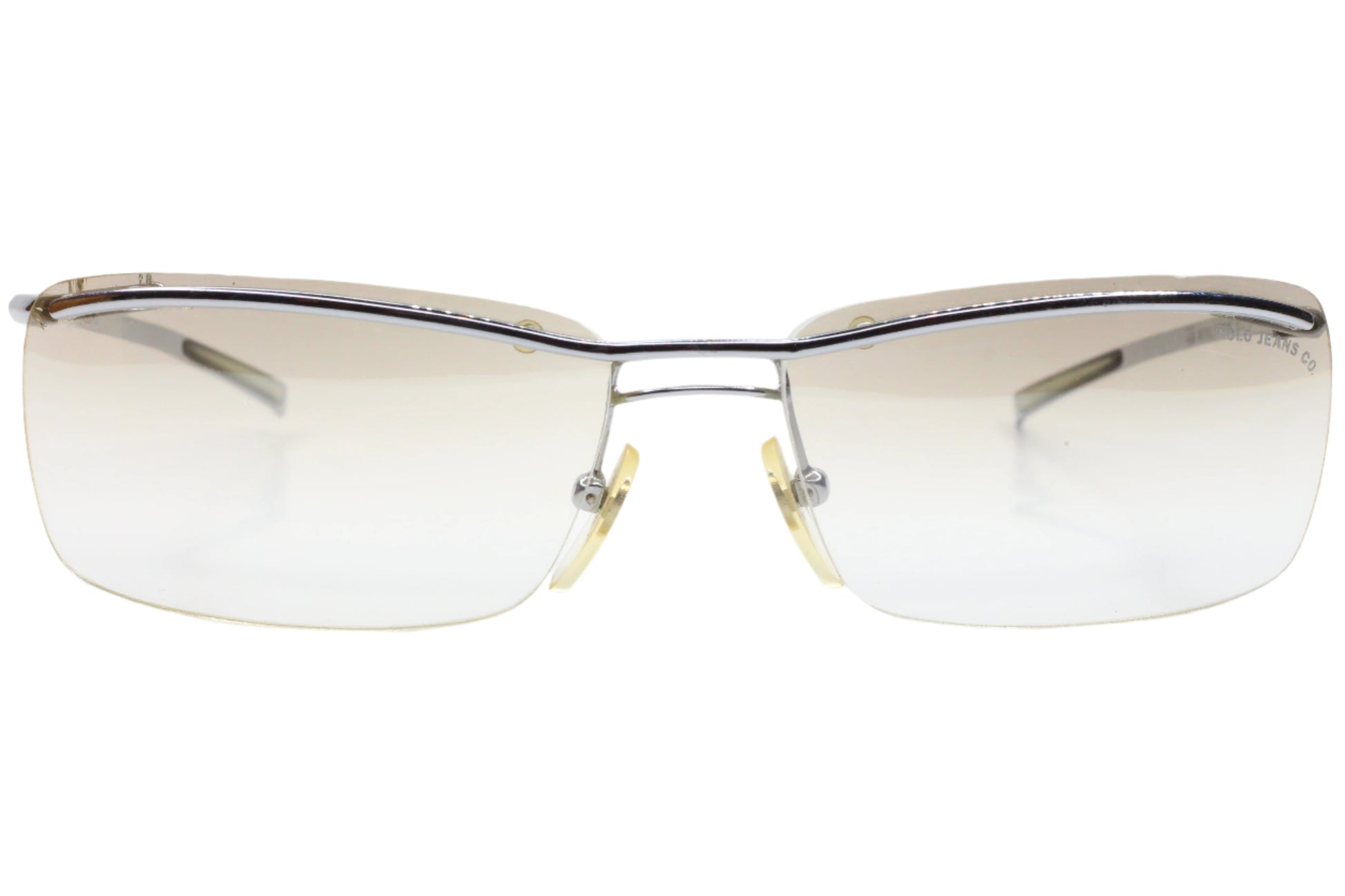 Ralph Lauren Polo Jeans Antonio OX73 Silver Rimless Italy Sunglasses 58-15-130 Silver Metal