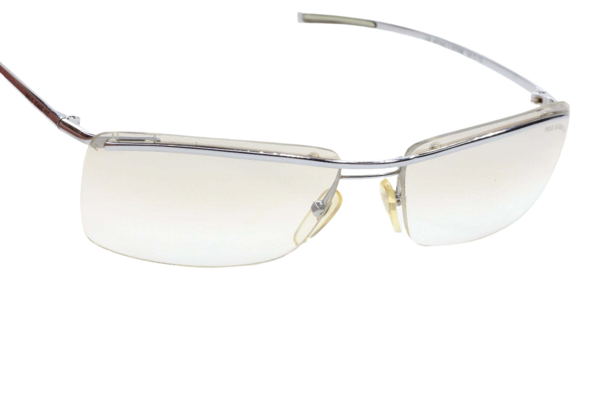 Ralph Lauren Polo Jeans Antonio OX73 Silver Rimless Italy Sunglasses