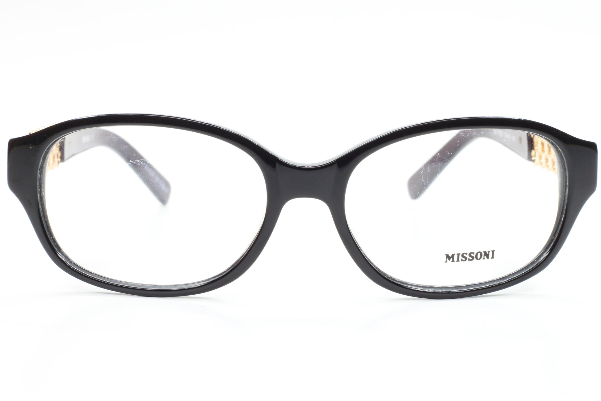 MISSONI MI17501 Black Glossy Shinny Gold Fashion Italy Eyeglasses 52-16-135 Black Acetate Optical Frames ABC Optical Eyeglasses