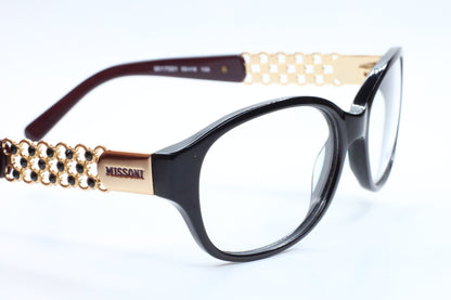 MISSONI MI17501 Black Glossy Shinny Gold Fashion Italy Eyeglasses Optical Frames ABC Optical Eyeglasses