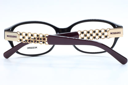 MISSONI MI17501 Black Glossy Shinny Gold Fashion Italy Eyeglasses Optical Frames ABC Optical Eyeglasses