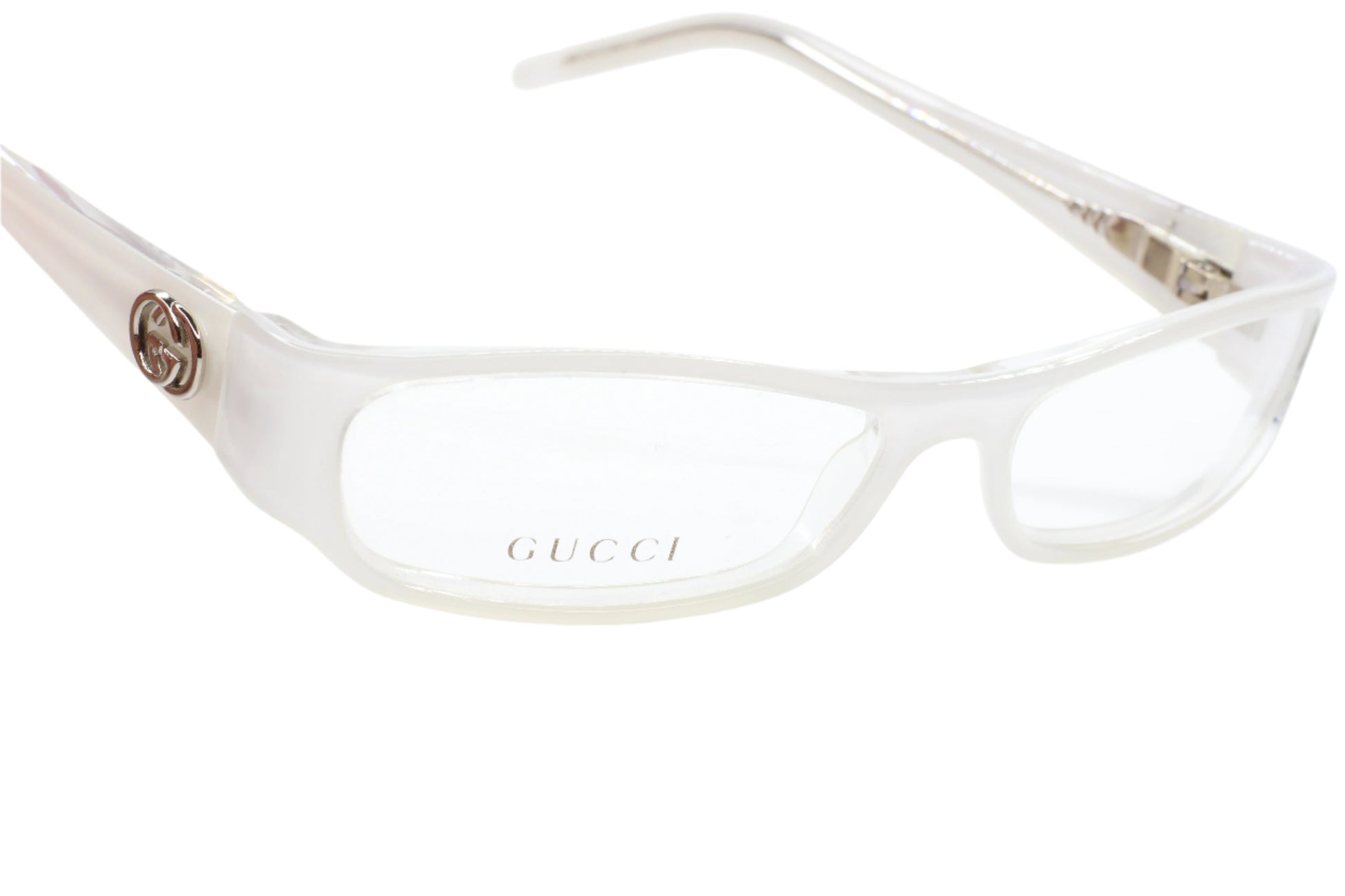 Gucci GG3023 LYD White Crystal Clear Silver Luxury Italy Eyeglasses Optical Frames ABC Optical Eyeglasses