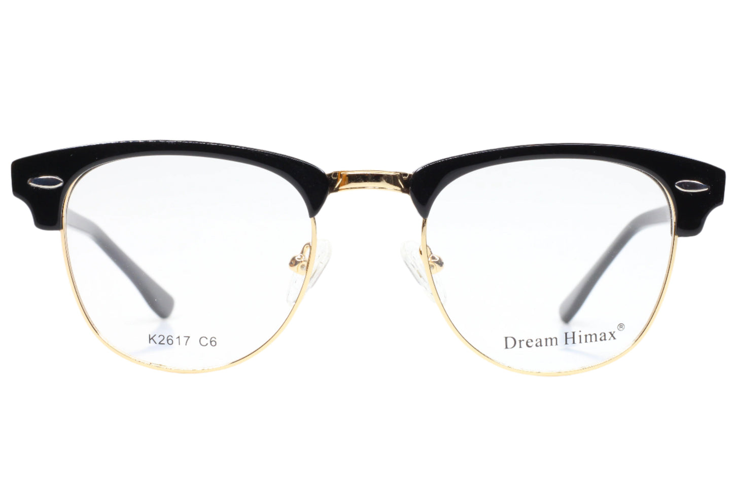 Dream Himax K2617 Black Gold Clubmaster Designer Italy Eyeglasses 49-21-140 C6 Black Gold Clubmaster Optical Frames ABC Optical Eyeglasses