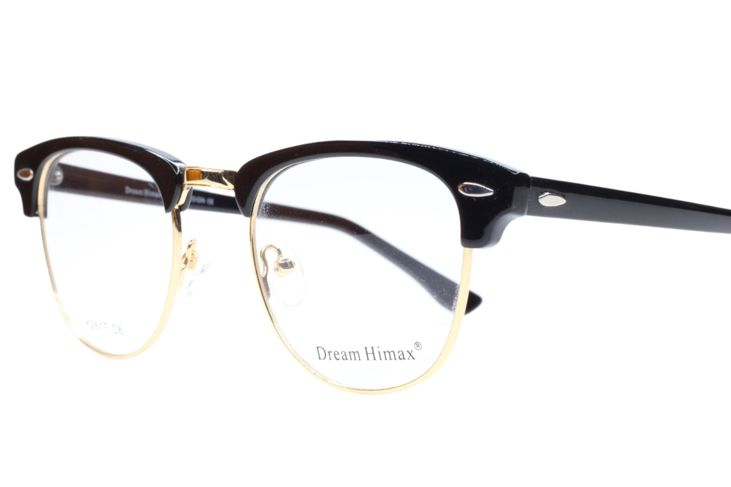 Dream Himax K2617 Black Gold Clubmaster Designer Italy Eyeglasses ABC