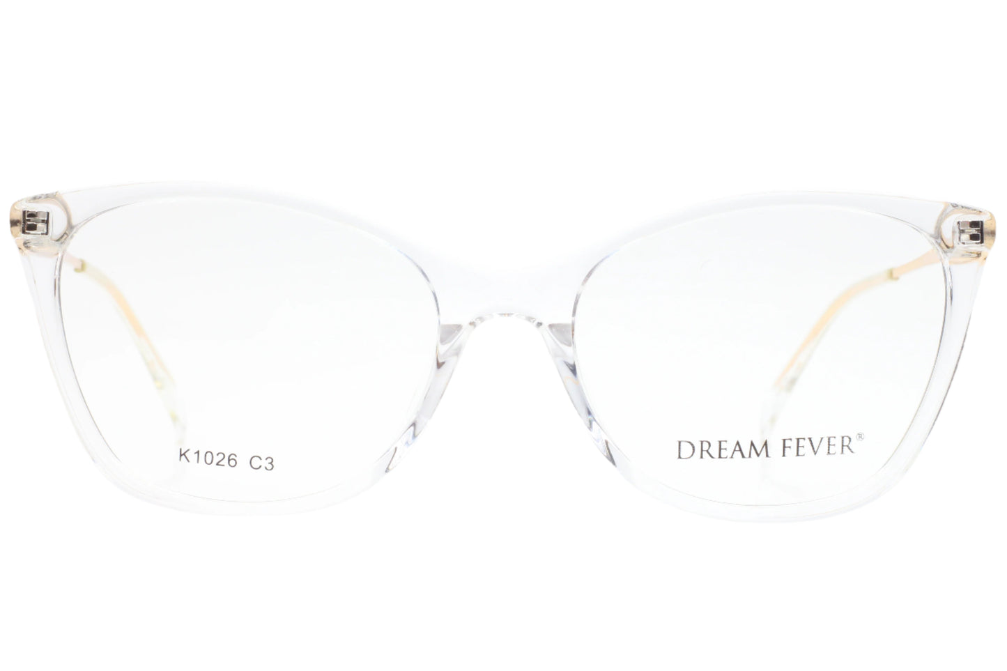 Dream Fever K1026 Crystal Clear Gold Fashion Eyeglasses 54-18-140 Crystal-Clear Gold Acetate Optical Frames ABC Optical Eyeglasses