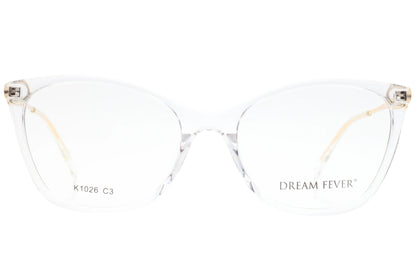 Dream Fever K1026 Crystal Clear Gold Fashion Eyeglasses 54-18-140 Crystal-Clear Gold Acetate Optical Frames ABC Optical Eyeglasses