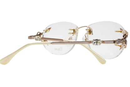 Diva 5085S Gold & Silver Vintage 90s Unique Rhinestones Italy Rimless Eyeglasses Optical Frames ABC Optical Eyeglasses