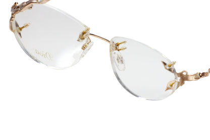 Diva 5085S Gold & Silver Vintage 90s Unique Rhinestones Italy Rimless Eyeglasses Optical Frames ABC Optical Eyeglasses