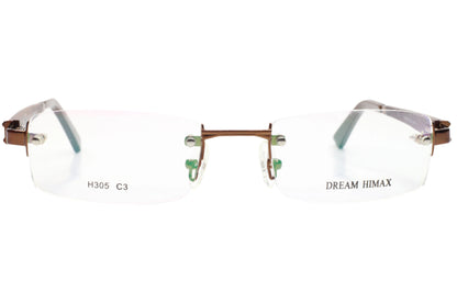 Dream Himax H305 Bronze Rimless Metal Luxury Italy Eyeglasses 55-21-140 Bronze C3 H305 Rimless Optical Frames ABC Optical Eyeglasses