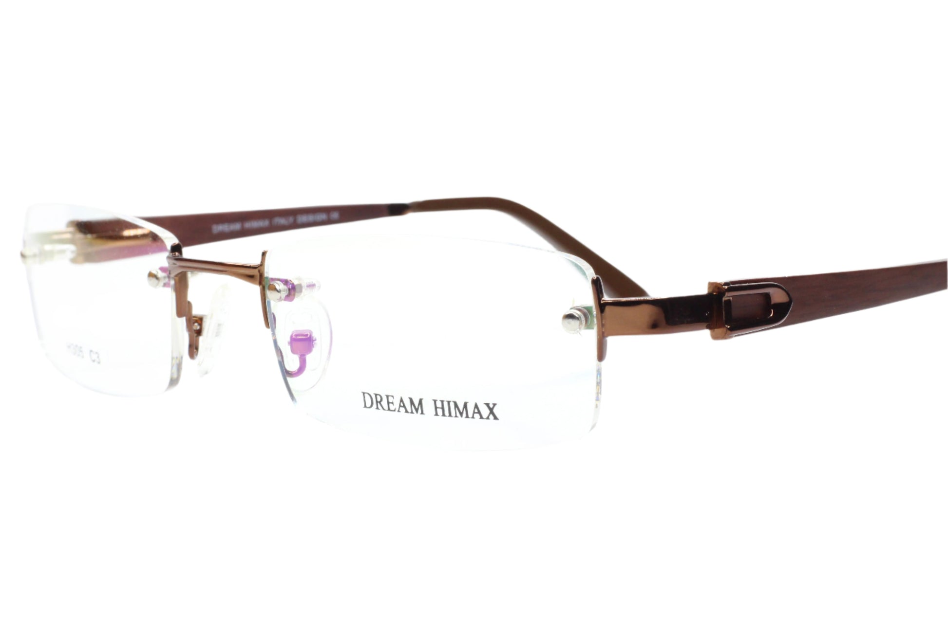 Dream Himax H305 Bronze Rimless Metal Luxury Italy Eyeglasses Optical Frames ABC Optical Eyeglasses