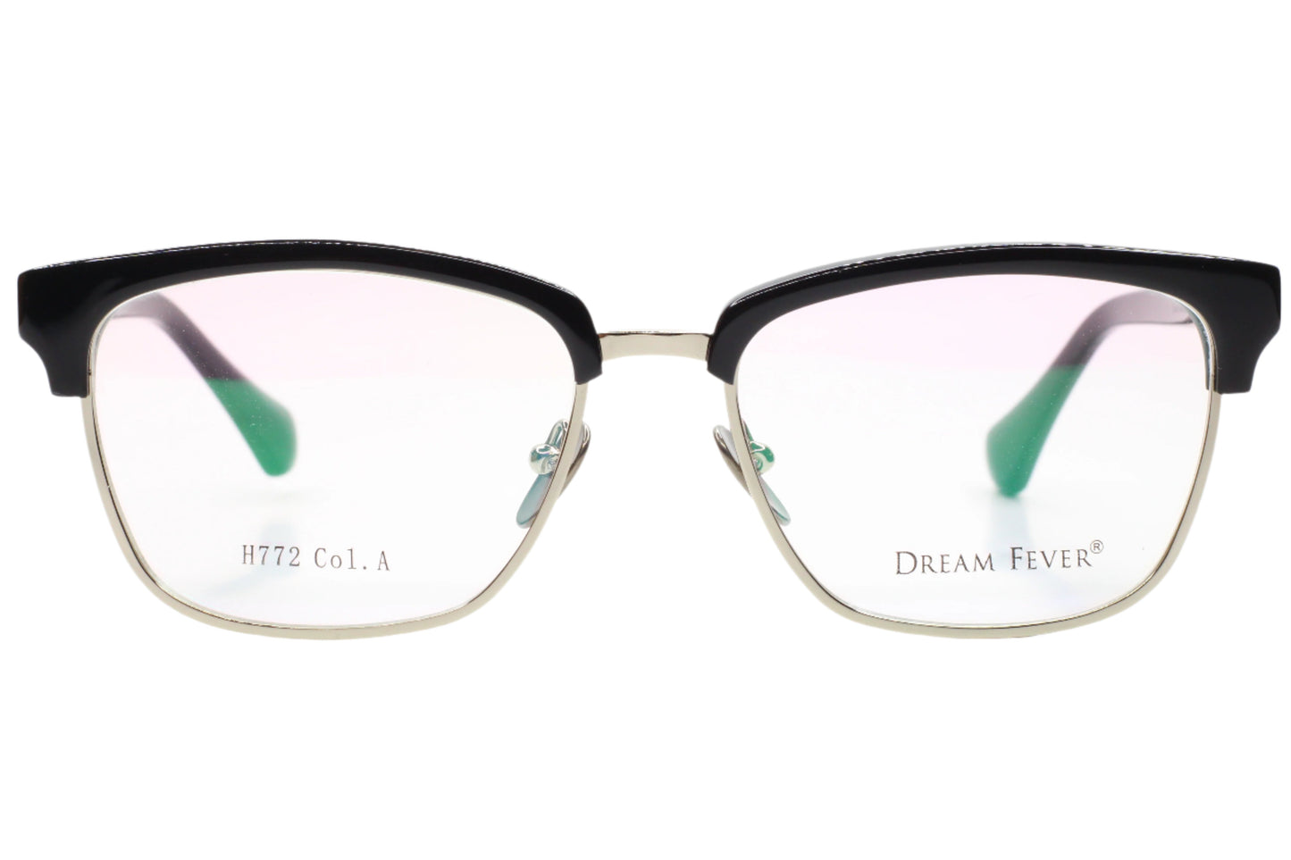 Dream Fever H772 Black Silver Clubmaster Designer Italy Eyeglasses 55-16-140 Black Silver H772 Metal Optical Frames ABC Optical Eyeglasses