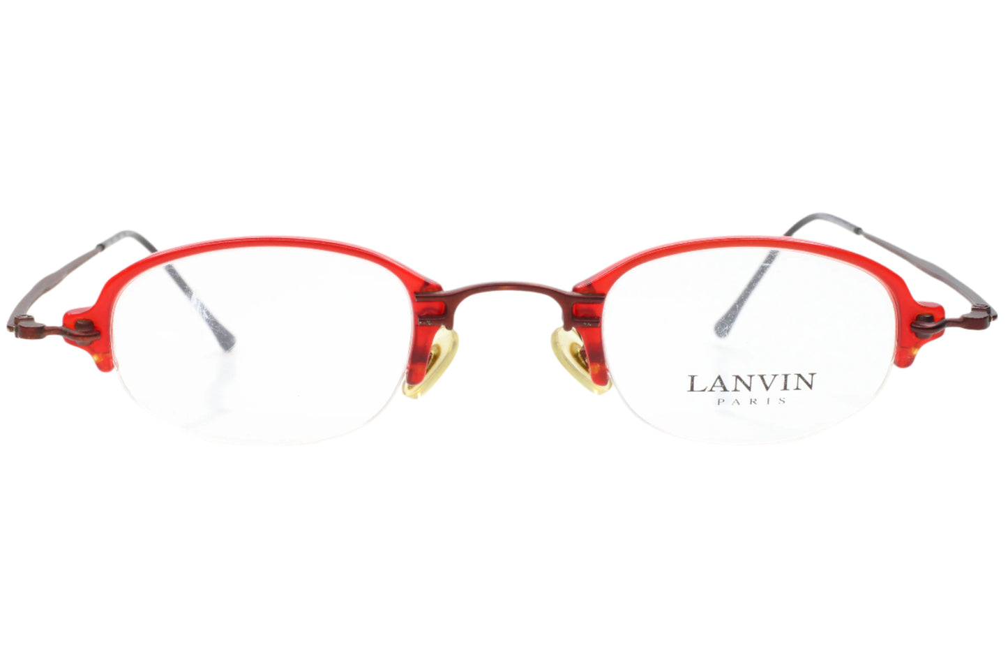 Lanvin 1281 004 Red Unisex Rectangle Semi Rimless France Eyeglasses 44-26-140 Red Metal Optical Lenses ABC Optical Eyeglasses