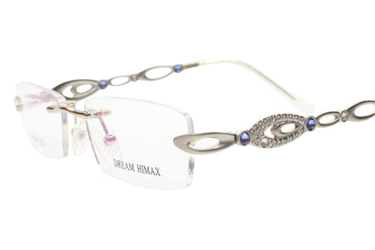 Dream Himax H329 Silver Rhinestones Rimless Luxury Italy Eyeglasses Optical Frames ABC Optical Eyeglasses