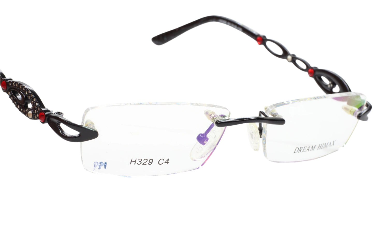 Dream Himax H329 Silver Rhinestones Rimless Luxury Italy Eyeglasses Optical Frames ABC Optical Eyeglasses