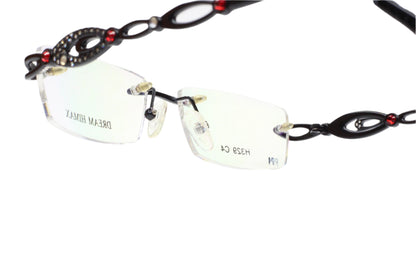 Dream Himax H329 Silver Rhinestones Rimless Luxury Italy Eyeglasses Optical Frames ABC Optical Eyeglasses