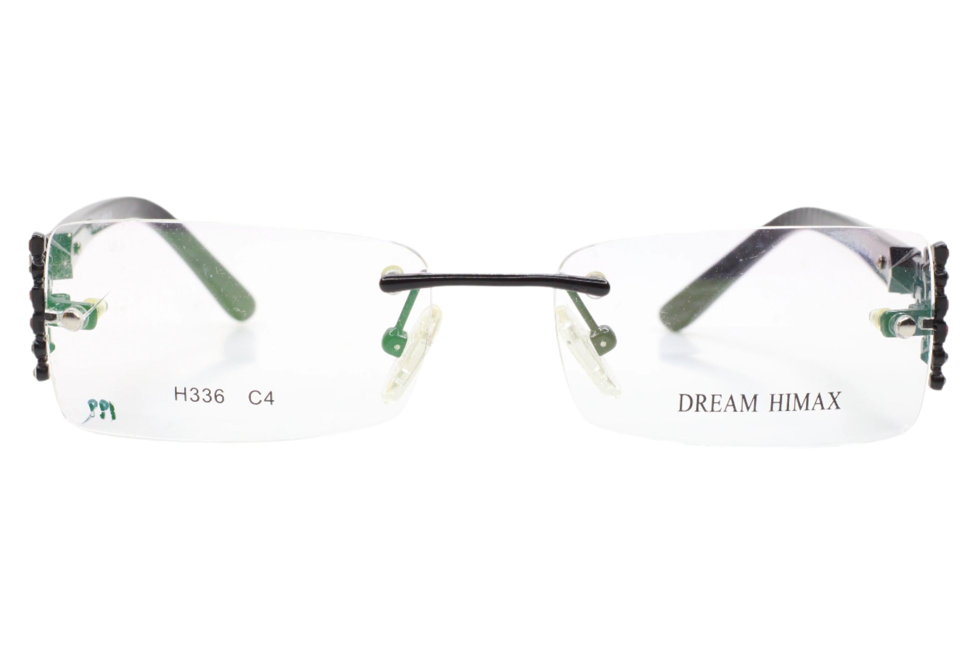 Dream Himax H336 Black Rhinestones Rimless Luxury Eyeglasses 51-15-135 Black Red Beads Metal Rimless Optical Frames ABC Optical Eyeglasses