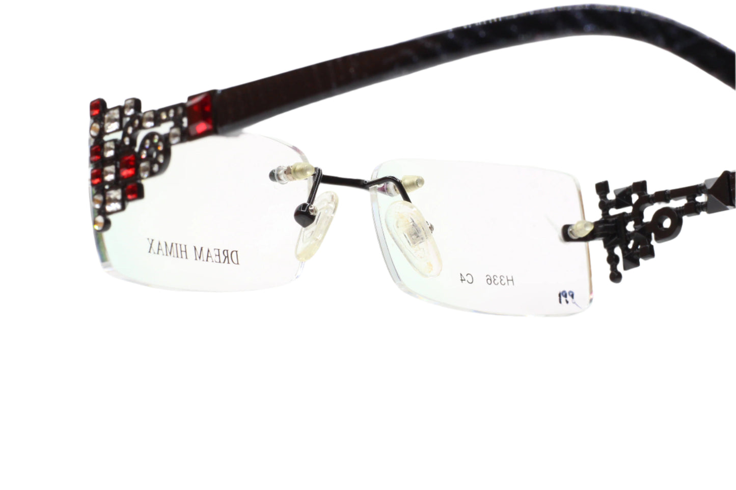 Dream Himax H336 Black Rhinestones Rimless Luxury Eyeglasses Optical Frames ABC Optical Eyeglasses