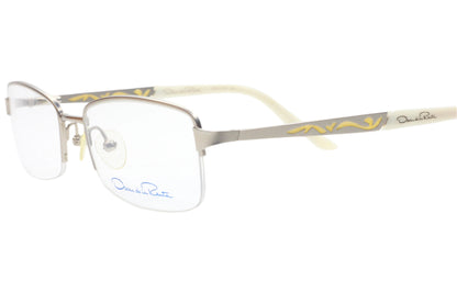 OSCAR DE LA RENTA OSL356 040 Silver Half Rimless Eyeglasses 51-17-135 Silver Metal Optical Frames ABC Optical Eyeglasses