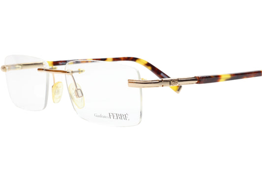 Gianfranco Ferre GF39203 Gold Havana Tortoise Rimless Italy Luxury Eyeglasses Optical Frames ABC Optical Eyeglasses