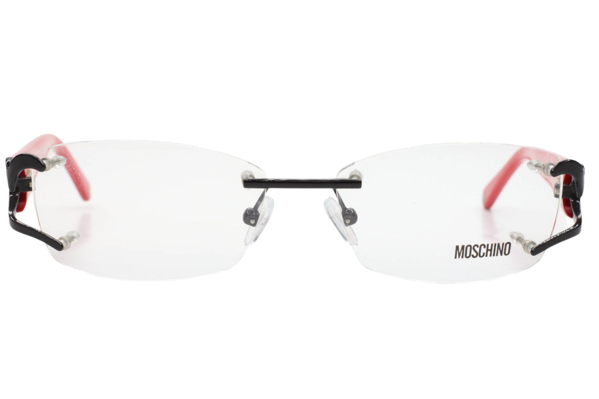 Moschino MO05303 Red Black Hearts Rimless Luxury Italy Eyeglasses Optical Frames ABC Optical Eyeglasses