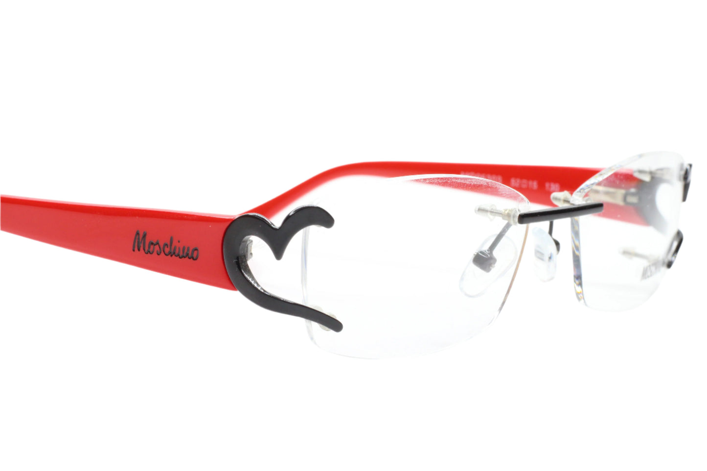 Moschino MO05303 Red Black Hearts Rimless Luxury Italy Eyeglasses Optical Frames ABC Optical Eyeglasses