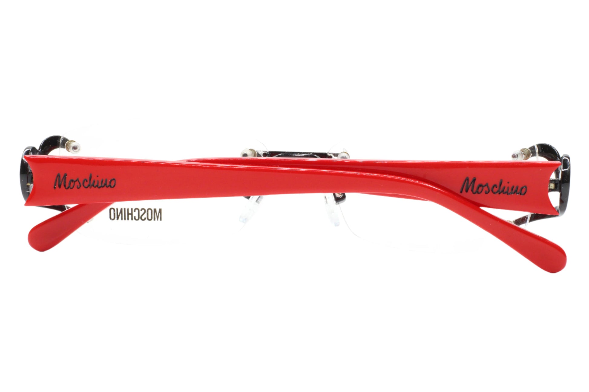 Moschino MO05303 Red Black Hearts Rimless Luxury Italy Eyeglasses Optical Frames ABC Optical Eyeglasses