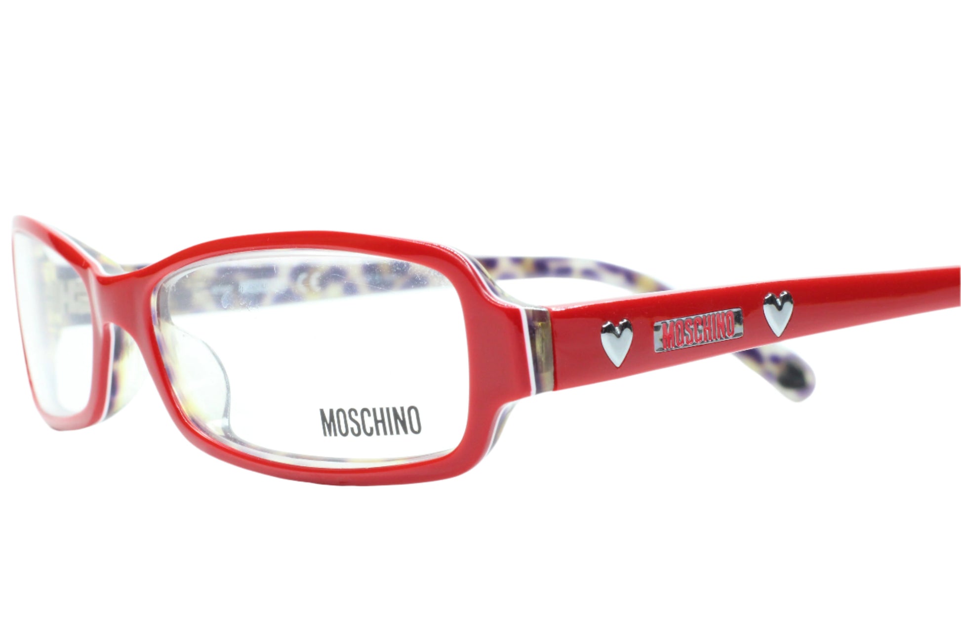 Moschino MO02002 Red Silver Hearts Acetate Designer Italy Eyeglasses Optical Frames ABC Optical Eyeglasses