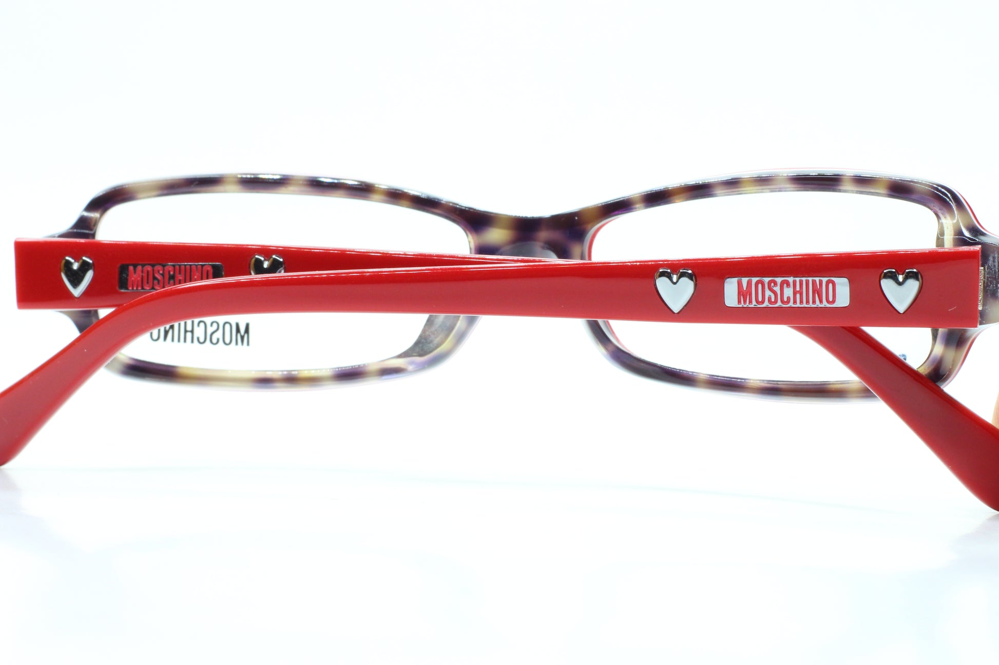 Moschino MO02002 Red Silver Hearts Acetate Designer Italy Eyeglasses Optical Frames ABC Optical Eyeglasses