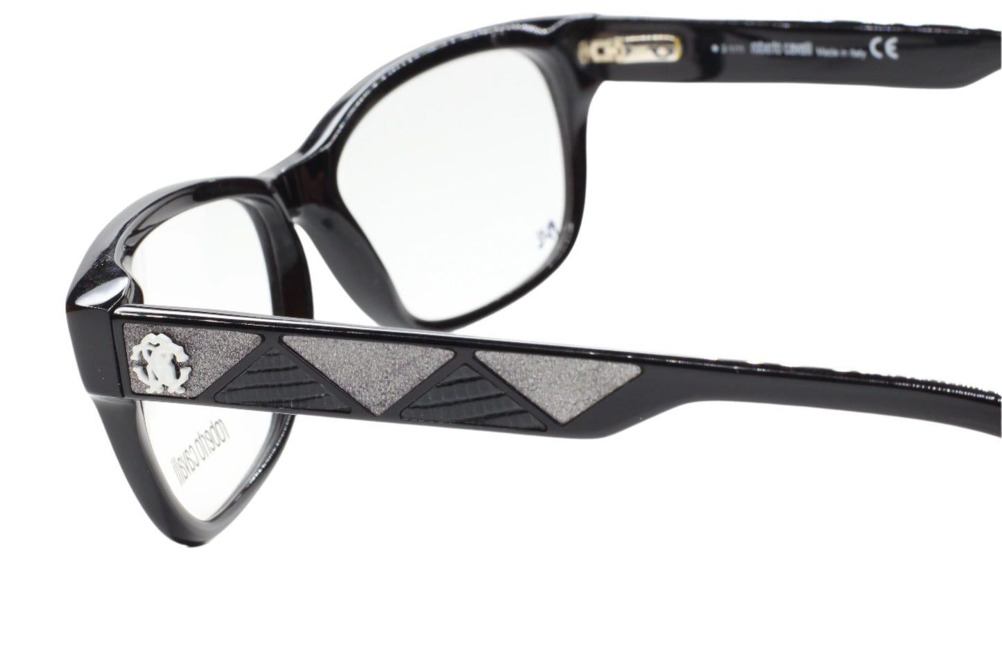 Roberto Cavalli Sandalo 630 001 Black Silver Luxury Italy Eyeglasses Optical Frames ABC Optical Eyeglasses