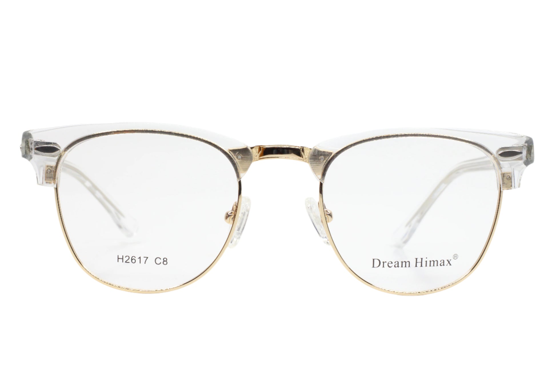 Dream Himax K2617 Crystal Clubmaster Designer Italy Eyeglasses -Wo 49-21-140 Crystal Clear Gold K2617 Metal Optical Frames ABC Optical Eyeglasses